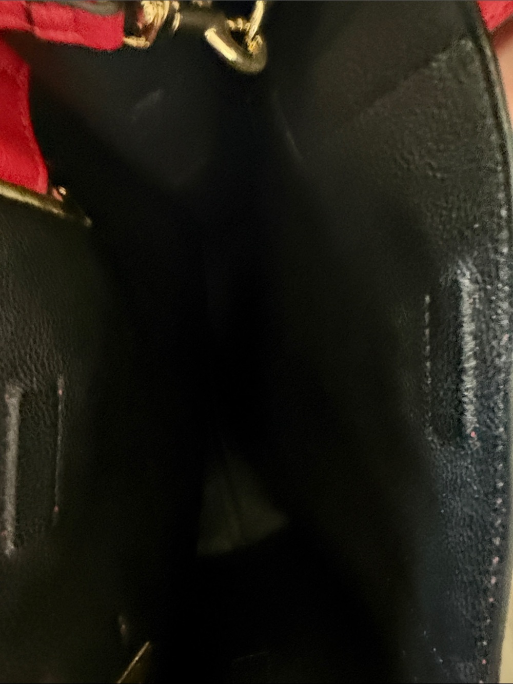 Calvin Klein Red Pebbled Small Vegan Leather Tote with Gold Hardware - Picture 4 of 5